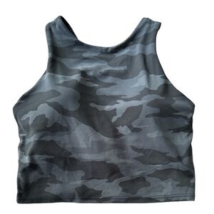 Athleta tank built in bra crop xxs camo camouflage gray black NEW no tags